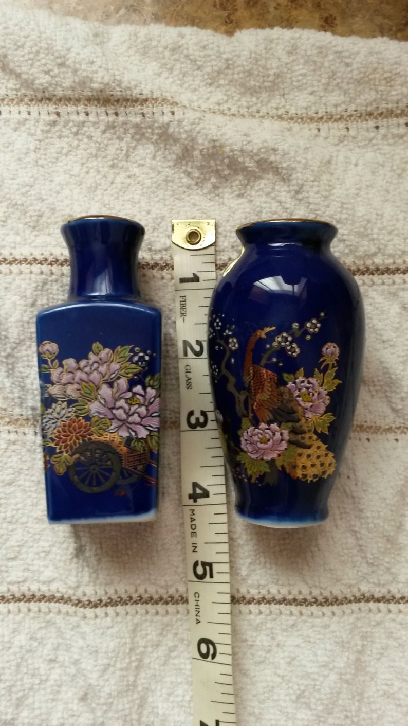 Art & Collectibles Fine Art Ceramics Set of 2 Cobalt Blue Mini Bud