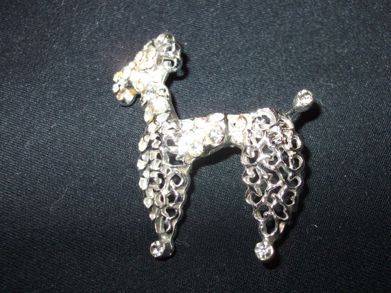 On Sale! 1950's Vintage Poodle Brooch with rhinest