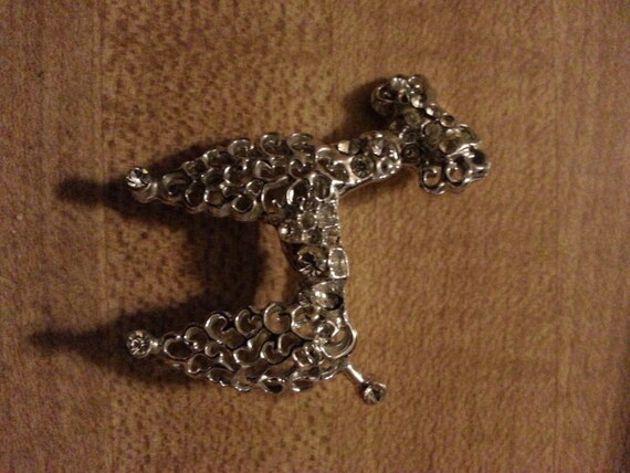 On Sale! 1950's Vintage Poodle Brooch with rhinest
