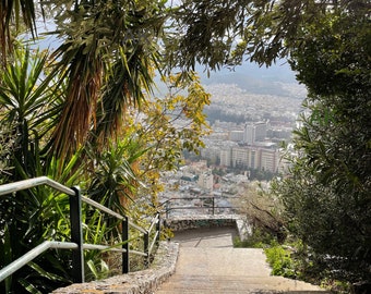 Athens Greece, Birdseye View Digital Photo, Travel Souvenir Europe, Mediterranean Landscape, Trees, Path, Wall Art Decor, Home Decoration