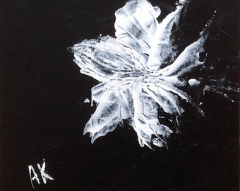 In Bloom weiße Blume Malerei, Original Acrylbild auf Masonitplatte, Künstler Anaïs K, Blumen Natur Malerei, Home Decor, Wand Dekor