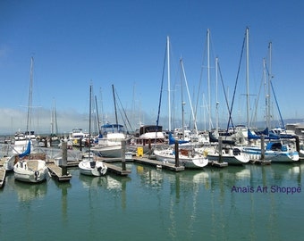 San Francisco Fisherman Wharf Foto Segelboote Landschaft Hafen Kalifornien Westküste DIY Home Decor Wand Kunst Geschenk für Seefahrer Naturliebhaber