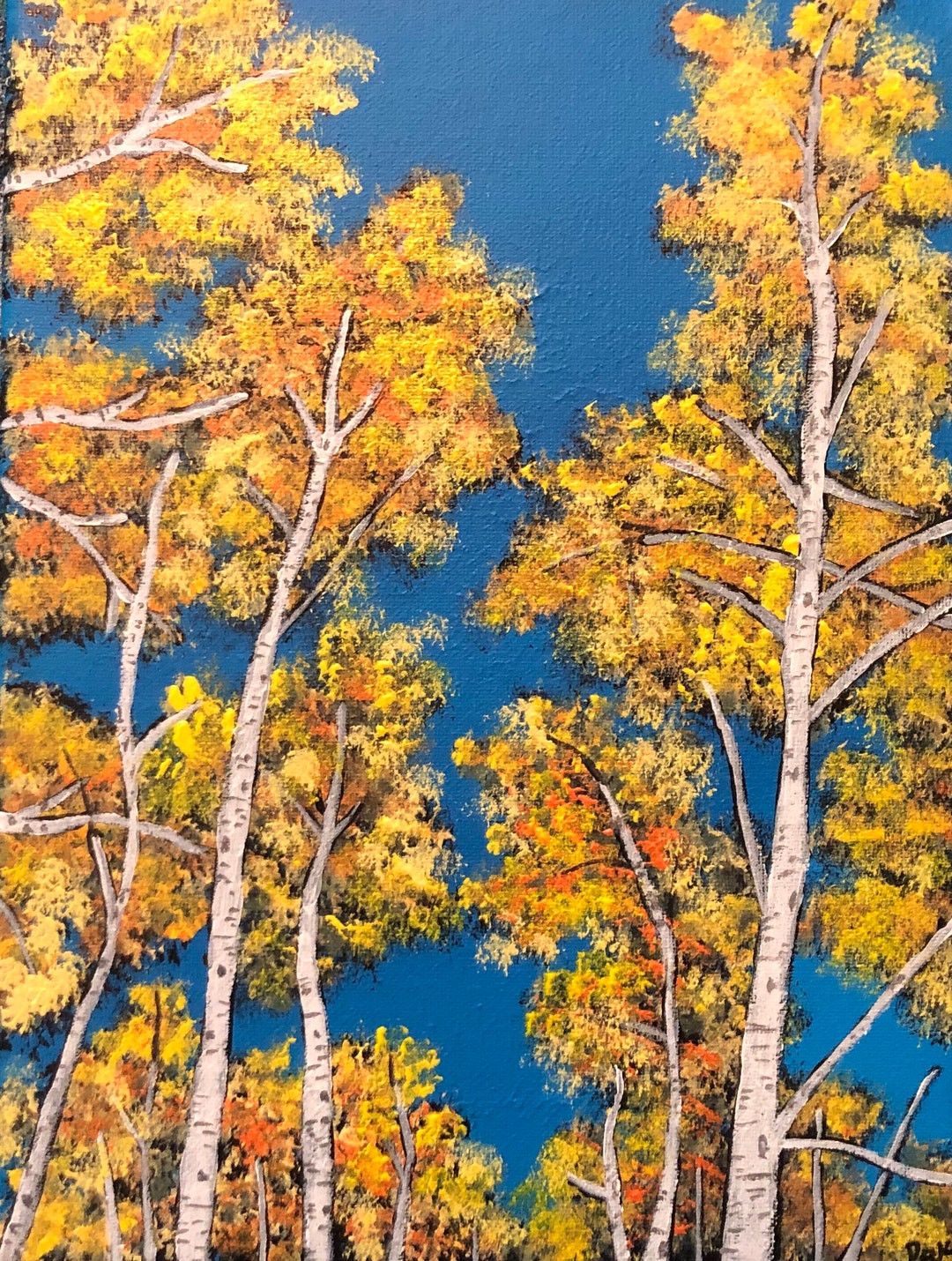 Original Aspen Tree Painting 9” X 12” on Stretched Canvas - Etsy