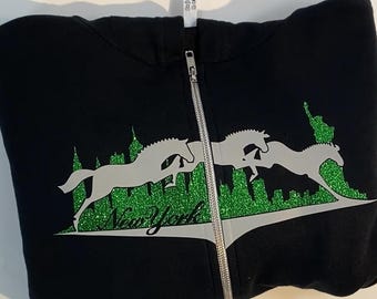 Show Jumping Hoodie, New York Skyline Equestrian Apparel Inspired by Original Artwork
