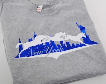 Youth Show Jumping T-Shirt, New York Skyline Equestrian Graphic Tee Inspired by Original Artwork