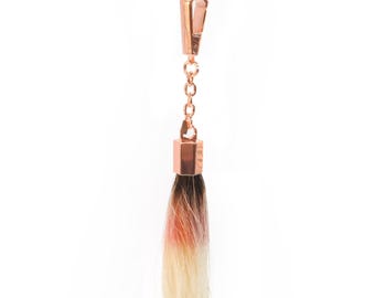 Pegasus Horsehair Tassel Keychain, Hand-Dyed Ombre Purse Charm, Artisan Accessory