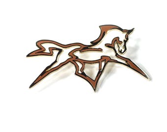 Horse Brooch, "Charlene" Gold Equestrian Pin Inspired by Original Artwork, Wearable Equine Art