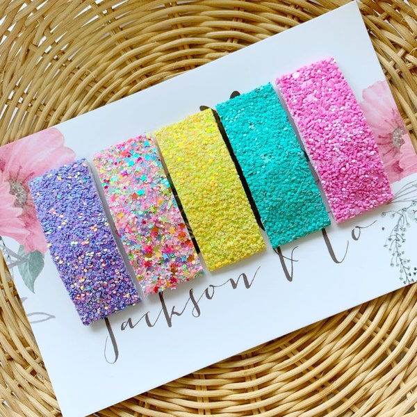 Girls Snap Clip Set, Glitter Snap Clip Set, Toddler Snap Clip Set, Girls Hair Clip Set, Rainbow Glitter Hair Clips, Neon Glitter Hair Clips