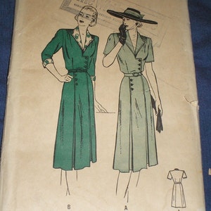 1940s Butterick 4166 Softly Tailored Plus Size Dress Pattern sz 40 bust 40 FF