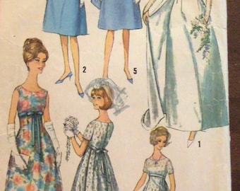 1960s Simplicity 5872 Wedding Dress Bridesmaid Pattern sz 12