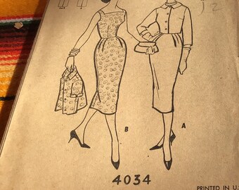 1960s McCall’s 4034 Slim Wiggle Dress & Jacket Pattern sz 12 FF NE