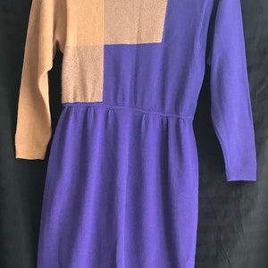 1980s Color Block St John Marie Gray Dress 36B