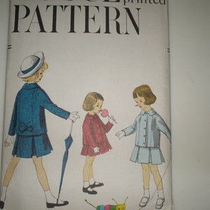 1960s Vogue 2845 Girls Suit Box Jacket Pleated Skirt Pattern  sz 6 FF
