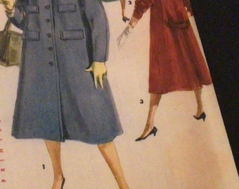 1950s Simplicity 1275 Misses Coat Pattern sz 12 FF