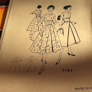 1960s McCall’s 3782 Wasp Waist Full Skirt Dress Pattern sz 12 FF NE