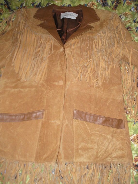 EUC 1980s Ladies Lariat Suede Leather Fringe Jacke