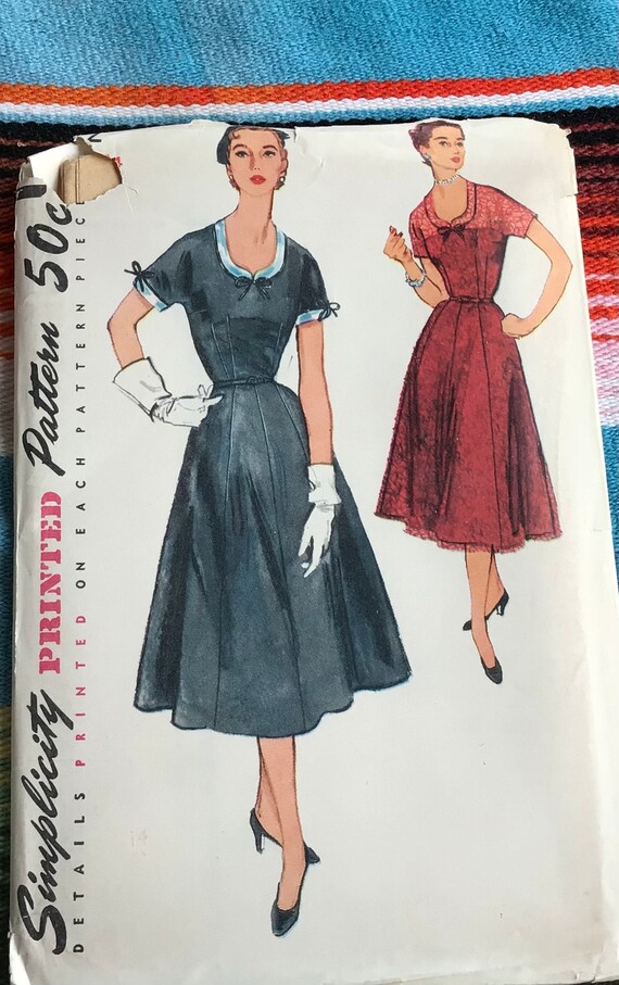 1950s Simplicity 4922 U Neckline Full Skirt Dress Sz 14 Bust 32 FF - Etsy