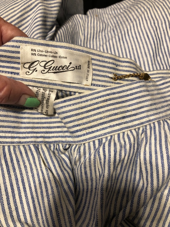 1970s Gucci Skirt Striped Linen Cotton sz 42