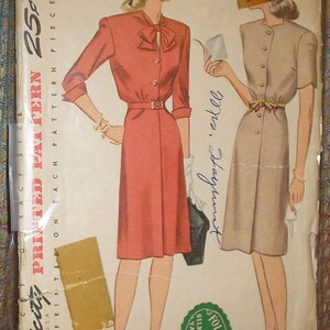 1940s Simplicity 4945 Misses Dress Pattern sz 18 bust 36
