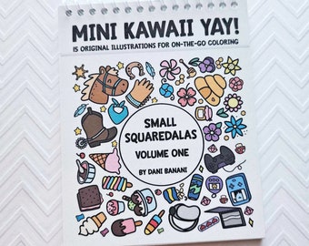 Mini Kawaii Yay, Small Squaredalas Volume 1, Coloring Book, Kawaii Mandalas,  Premium Coloring Pages, Cute Small Adult Mandala Gift