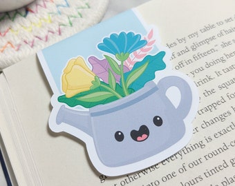 Flower Watering Can Bookmark, Gardening Planner Clip, Cute Flower Bookmark, Back to School, Reading Gift