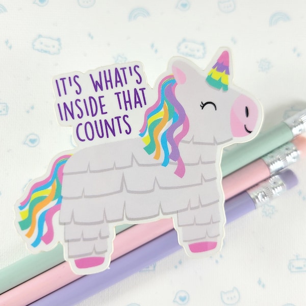 Unicorn Pinata Sticker, Vinyl Stickers, Laptop Decal, Birthday Gift, Gift for Her, Small Gift Idea, Kawaii Unicorn Pinata