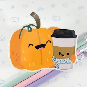 Pumpkin Spice Latte Sticker, Cute Food Sticker, Vinyl Sticker, Laptop Decal, Pumpkin Decal, Laptop Sticker, PSL Gift, Small Gift Idea image 1