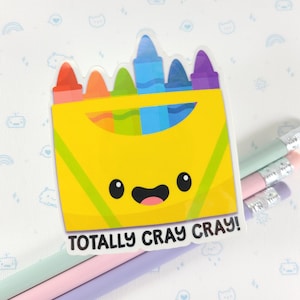 Crayons Cray Cray Sticker, Vinyl Sticker, Laptop Decal, Artist Gift for Her, Cute Sticker, Small Art Gift Idea, Coloring Laptop Decal