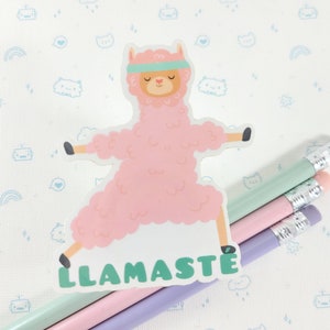 Llama Llamaste Vinyl Sticker, Cute Llama Decal, Laptop Llama Sticker, Cute Llama Gift, Small Yogo Gift, Gift for Her, Kawaii Sticker