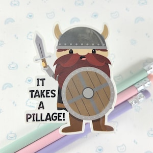 Kawaii Viking Vinyl Sticker: Nordic Pun Laptop Decal