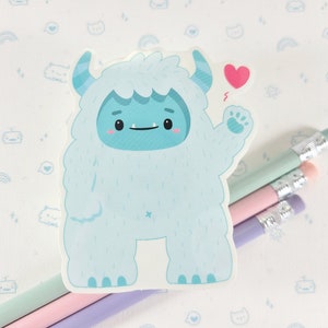 Yeti Vinyl Sticker, Kawaii Yeti Decal, Vinyl Sticker, Laptop Decal, Gift for Her, Abominable Snowman, Kawaii Sticker, Stocking Stuffer