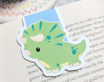 Triceratops Magnetic Bookmark: Dinosaur Planner Clip