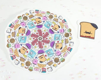 Breakfast Mandala Sticker Set MS002, Vinyl Stickers, Laptop Decal, Kawaii Mandala Stickers, Breakfast Sticker, Water bottle Decal