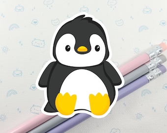 Penguin Sitting Sticker, S0240, Winter Penguin, Vinyl Sticker, Laptop Decal, Cute Penguin, Funny Penguin Sticker, Penguin Party