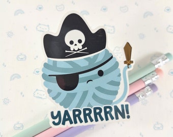 Yarn Pirate Sticker, Vinyl Stickers, Laptop Decal, Gift for Her, Small Gift Idea, Knitting Sticker, Crochet Sticker, Yarn Gift