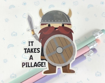 Kawaii Viking Vinyl Sticker: Nordic Pun Laptop Decal