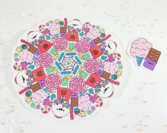 Candy Mandala Sticker Set MS007, Vinyl Stickers, Laptop Decal, Kawaii Mandala Stickers, Candy Sticker, Water bottle Decal