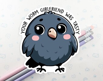 Bird Worm Girlfriend Vinyl Sticker: Funny Laptop Decal