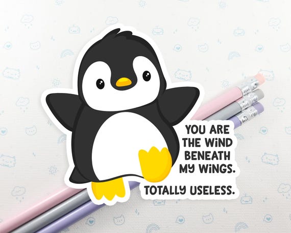 Funny Penguin Vinyl Sticker: Laptop Decal, Winter Penguin Party