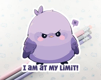 Funny Purple Bird Sticker: "At My Limit" Vinyl Decal