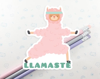 Llama Llamaste Vinyl Sticker, Cute Llama Decal, Laptop Llama Sticker, Cute Llama Gift, Small Yogo Gift, Gift for Her, Kawaii Sticker