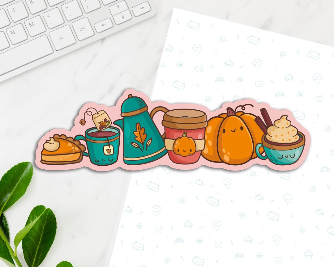 Autumn Vibes Long Vinyl Sticker, Cute Fall Sticker, Kawaii Decal ...