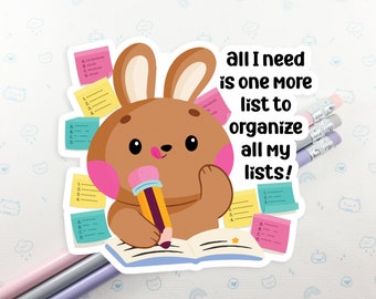 List Making Bunny Sticker: Kawaii Laptop Decal