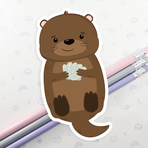 Otters Sticker, Vinyl Sticker, Otter Cute Sticker, Laptop Decal, Laptop Sticker, Adorable Otter Sticker, Otter Decal