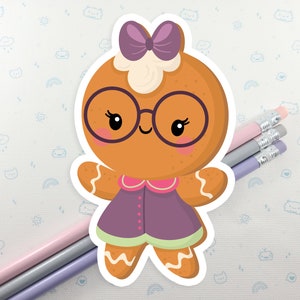 Gingerbread Girl Christmas Sticker: Weatherproof Vinyl Decal