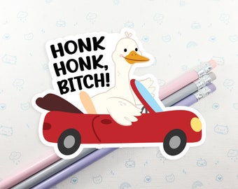 Goose Honk Honk Pun Sticker, Cute Vinyl Stickers, Laptop Decal, Funny Car Decal, Farm Animal Small Gift Idea