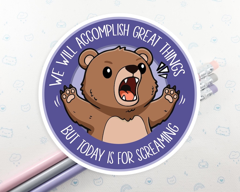 Bear Screaming Vinyl Sticker: Funny Bear Waterproof Laptop Decal - Etsy