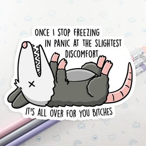 Possum Panic Vinyl Sticker: Waterproof Laptop Decal, Funny Gift
