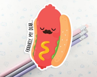 Hot Dog Vinyl Sticker, Fast food Decal, Laptop Weiner Sticker, Cute Food Gift Idea, Gift for Him, Gift for Her, Hot Dog Pun