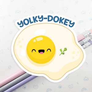 Egg Yolk Pun Sticker, Vinyl Stickers, Laptop Decal, Gift for Her, Small Gift Idea, Breakfast Eggs Sticker, Breakfast Pun
